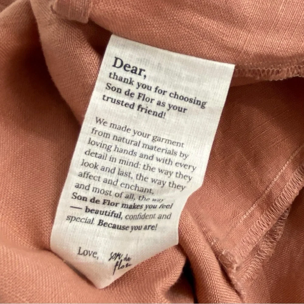 Son de Flor Vintage Pink Linen Classic Mini Dress Size XS - Picture 9 of 11